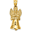 14k Yellow Gold 1in Angel with Ringing Bell Pendant