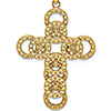 14k Yellow Gold Circular Cross Pendant 1 1/2in