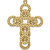 14k Yellow Gold Circular Infinity Illusion Cross Pendant 1 1/2in
