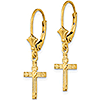 14kt Yellow Gold 32mm Cross Leverback Earrings