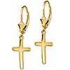 14kt Yellow Gold Beveled Cross Leverback Earrings
