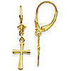 14kt Yellow Gold Crusader Style Cross Leverback Earrings
