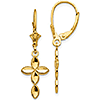 14kt Yellow Gold Marquis Cross Leverback Earrings