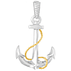 Sterling Silver 1in Anchor Pendant with 14k Gold Rope