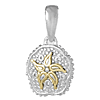 Sterling Silver 7/16in Sand Dollar Pendant with 14kt Gold Star