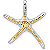 Sterling Silver 1 1/8in Starfish Pendant with 14kt Gold Accent