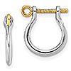 Sterling Silver Shackle Earrings with 14k Gold Accent 1/2in
