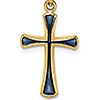 14kt Yellow Gold 5/8in Cross Pendant with Blue Translucent Enamel