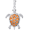 Sterling Silver 1in Sea Turtle Pendant with Brown Enamel