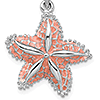 Sterling Silver 3/4in Starfish Pendant with Pink Enamel