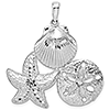 Sterling Silver 1 1/4in Shell Starfish Sand Dollar Pendant