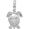 Sterling Silver 3/4in Moveable 3-D Sea Turtle Pendant