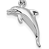 Sterling Silver 5/8in Jumping 3-D Dolphin Pendant