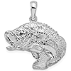 Sterling Silver 3/4in Bass Fish Pendant