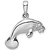 Sterling Silver 3-D Manatee Pendant 3/4in