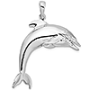 Sterling Silver 3-D Jumping Dolphin Pendant 1.25in