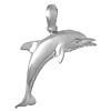 Sterling Silver 1in 2-D Dolphin Jumping Pendant