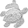 Sterling Silver 3-D Sea Turtle Pendant 7/8in