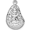 Sterling Silver 7/8in 3-D Oyster Shell Pendant