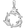 Sterling Silver 3/4in Dolphin Trio Pendant