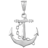 Sterling Silver Anchor Pendant with Chain Accent 1 1/4in