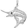 Sterling Silver Marlin Pendant 1 1/2in
