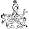 Sterling Silver 7/8in Wavy leg Octopus Pendant