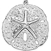 Sterling Silver 1 1/4in Sand Dollar with Dancing Starfish Pendant