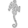 Sterling Silver 3/4in 3-D Slender Seahorse Pendant