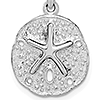 Sterling Silver 5/8in Sand Dollar Pendant with Dancing Starfish