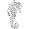 Sterling Silver 3-D Textured Seahorse Pendant 2in