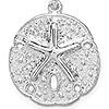 Sterling Silver 3/4in Sand Dollar Pendant with Dancing Starfish