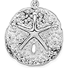 Sterling Silver 1in Sand Dollar Pendant with Starfish Center