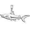Sterling Silver 3-D 3/4in Hammerhead Shark Pendant 