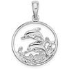 Sterling Silver 7/8in Two Dolphins in a Circle Pendant 