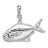 Sterling Silver 5/8in 3-D Pompano Fish Pendant 