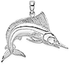 Sterling Silver 1 1/8in Striped Marlin Fish Pendant 