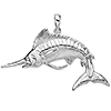 Sterling Silver 1 1/8in White Marlin Fish Pendant