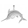 Sterling Silver 2-D 1in Blue Marlin Fish Pendant