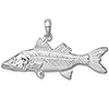 Sterling Silver 3/4in 3-D Textured Snook Fish Pendant