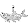 Sterling Silver 3/4in Open Mouth Tarpon Fish Pendant 