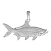Sterling Silver 3/4in Textured Tarpon Fish Pendant