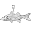 Sterling Silver 3/4in 3-D Snook Fish Pendant