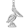 Sterling Silver 7/8in 3-D Standing Pelican Pendant