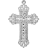 Sterling Silver Ornamented Fleur de lis Cross Pendant 1 1/2in
