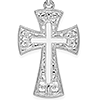 Sterling Silver Fancy Filigree Cross Pendant with Stick Center 1in