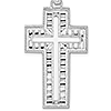 Sterling Silver Beaded Block Cross Pendant with Stick Center 1 1/4in