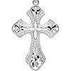 Sterling Silver Starburst Cross Pendant with Beaded Edge 1 1/4in