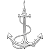Sterling Silver Anchor Pendant with Rope and Shackle Bail 1 1/2in