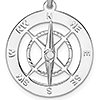 Sterling Silver Compass Pendant with Movable Needle 7/8in